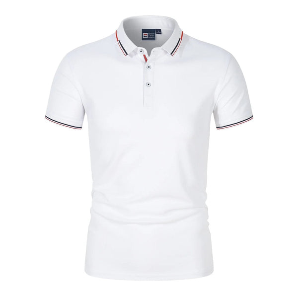 Solid-color Mens Polo Shirt With A Stand-up Collar And Short Sleeves