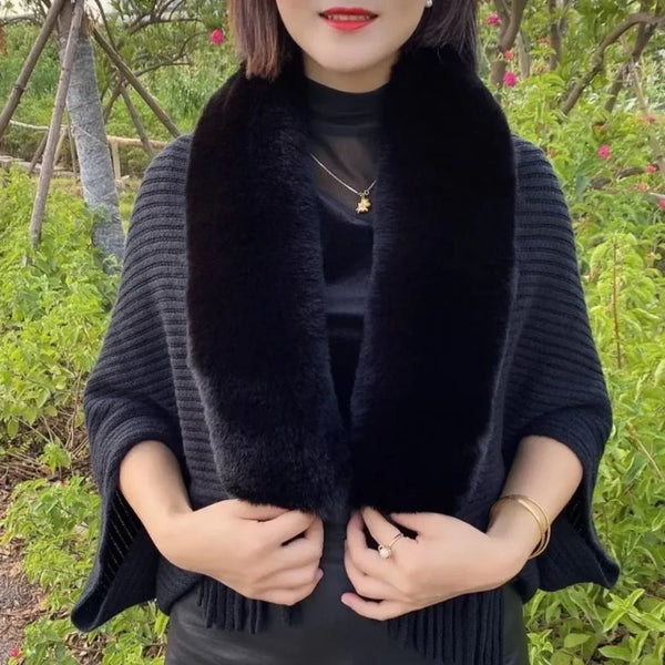 Women's Fashion Coat: Personalized Cashmere Knitted Cardigan with Monochrome Pattern, Warm & Stylish