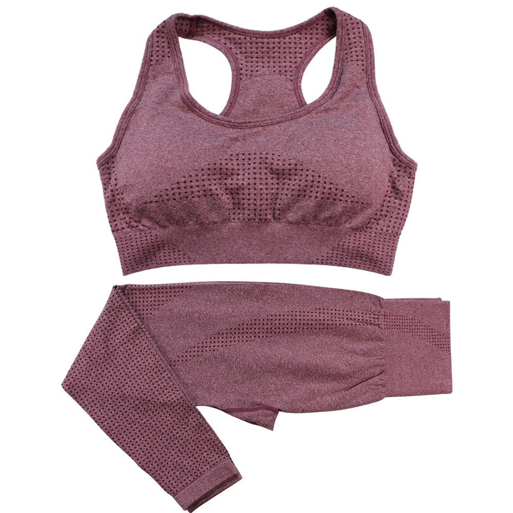 Women's Seamless Yoga Set - 2PCS High Waist Leggings & Fitness Crop Top Gym Outfit - Allen - Fitness