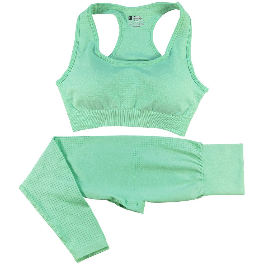 Women's Seamless Yoga Set - 2PCS High Waist Leggings & Fitness Crop Top Gym Outfit - Allen - Fitness