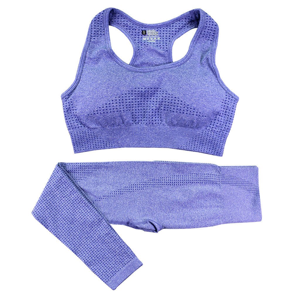 Women's Seamless Yoga Set - 2PCS High Waist Leggings & Fitness Crop Top Gym Outfit - Allen - Fitness