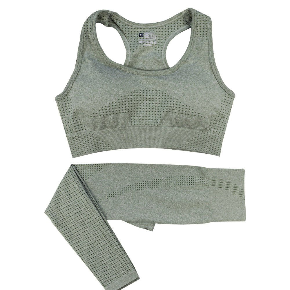 Women's Seamless Yoga Set - 2PCS High Waist Leggings & Fitness Crop Top Gym Outfit - Allen - Fitness