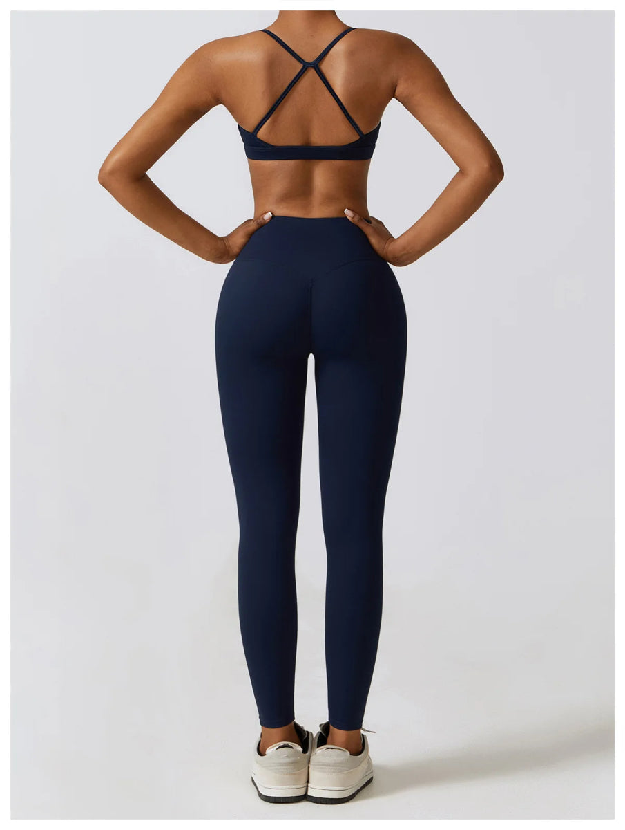 Workout Sets Women Zip up Crop Jacket High Waist Yoga Leggings With Sport Bra - Allen - Fitness