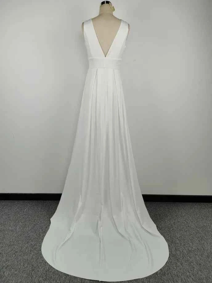 Elegant white V-Neck Evening Dress Women Fine Lace Party Ball Gown Sexy Princess Dress Wedding Gowns Girl