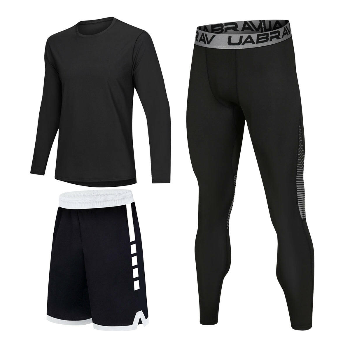 High elastic quick-drying light fabric sportswear compression sports leggings fitness tracksuit men training set soccer clothing - Allen Fitness
