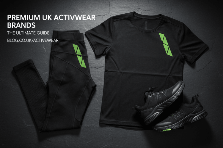 A premium flat lay of black activewear pieces on dark slate — dramatic studio lighting, single lime accent detail.