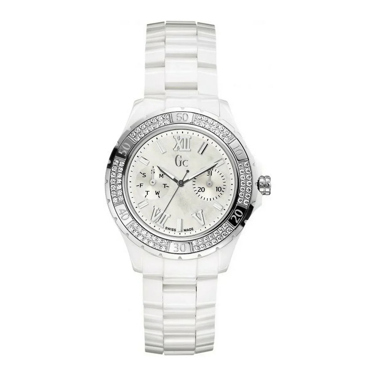 Ladies' Watch GC Watches X69111L11 - Elegant 36mm White Ceramic Quartz Timepiece - Allen-Fitness