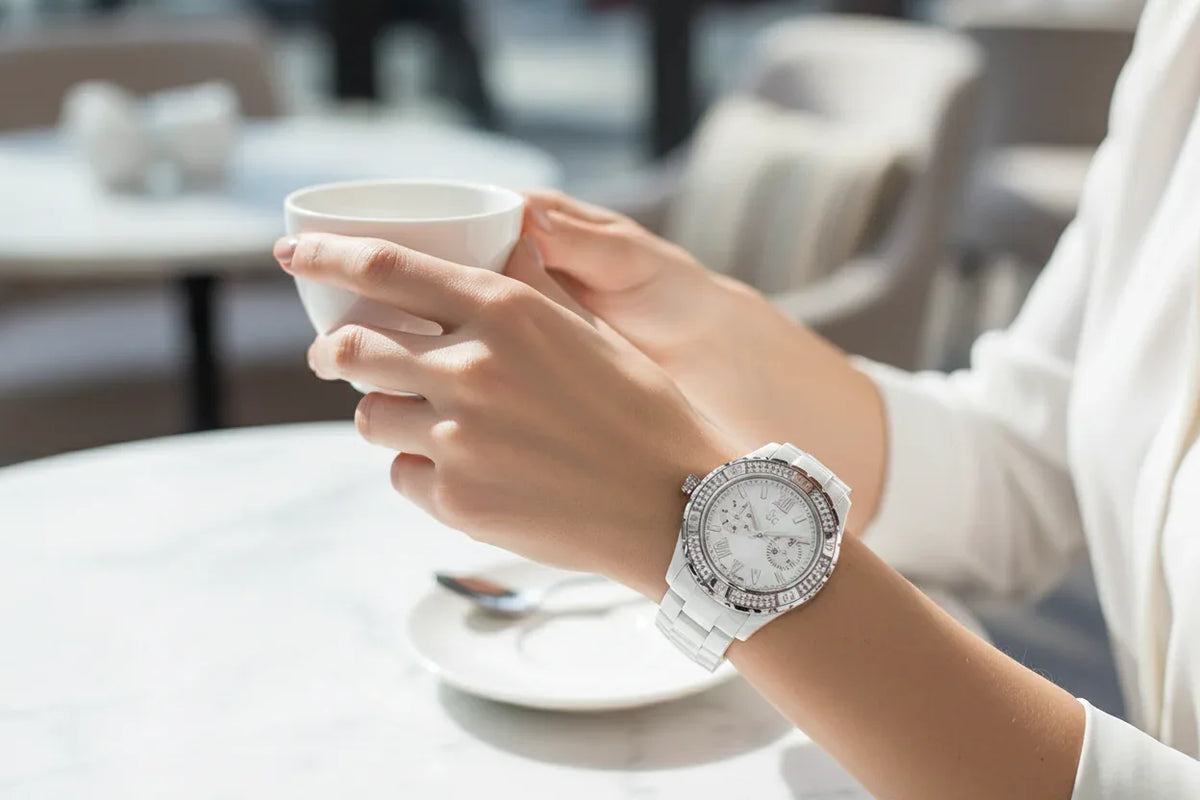 Ladies' Watch GC Watches X69111L11 - Elegant 36mm White Ceramic Quartz Timepiece - Allen-Fitness