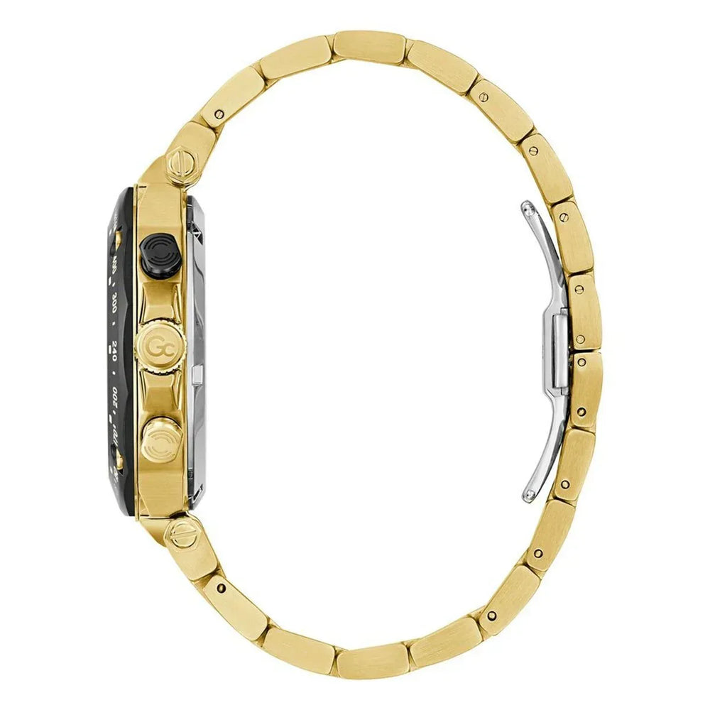 Men's Watch GC Watches Ø 45 mm - Stylish Black Dial, Golden Stainless Steel Bracelet, Quartz Movement - Allen-Fitness