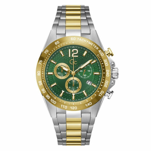 Ladies' Watch GC Watches Z07008G9MF (Ø 44 mm) showcasing a stylish grey stainless steel bracelet and green watch face.