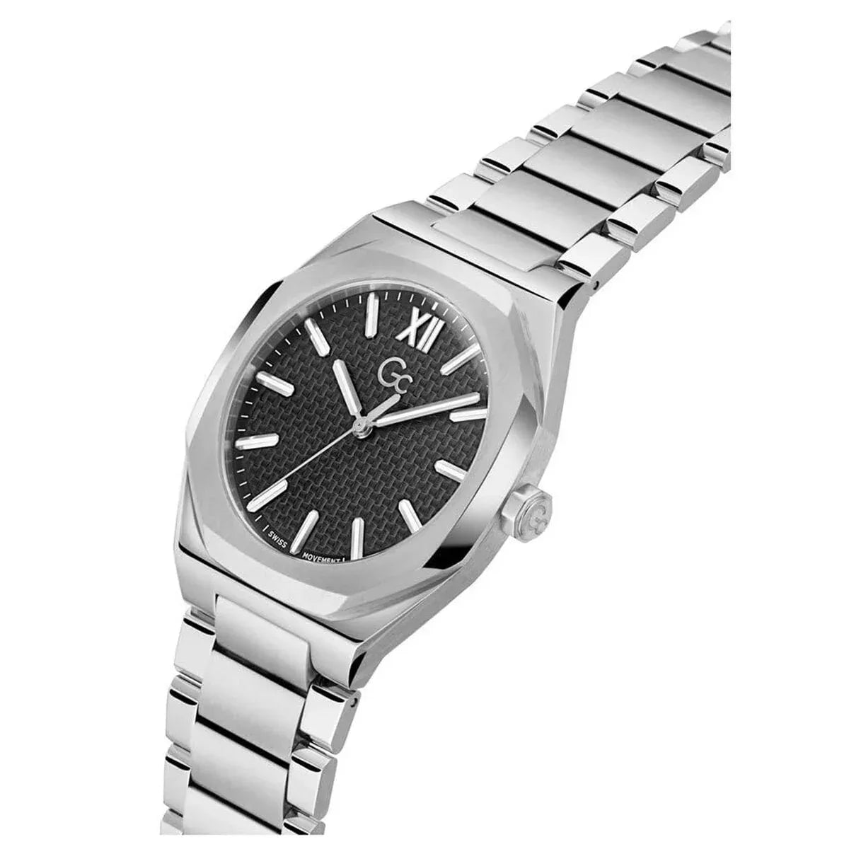 Men's Watch GC Watches Z26004G2MF - 42mm Grey Stainless Steel Quartz Wristwatch with Black Face - Allen-Fitness