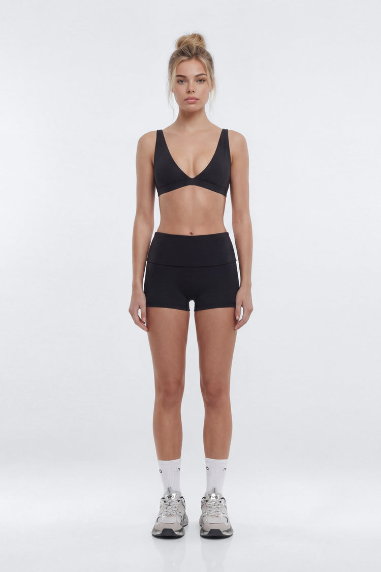 Foldover Biker Short - Black - Premium Fitness & Activewear for Men & Women|UK