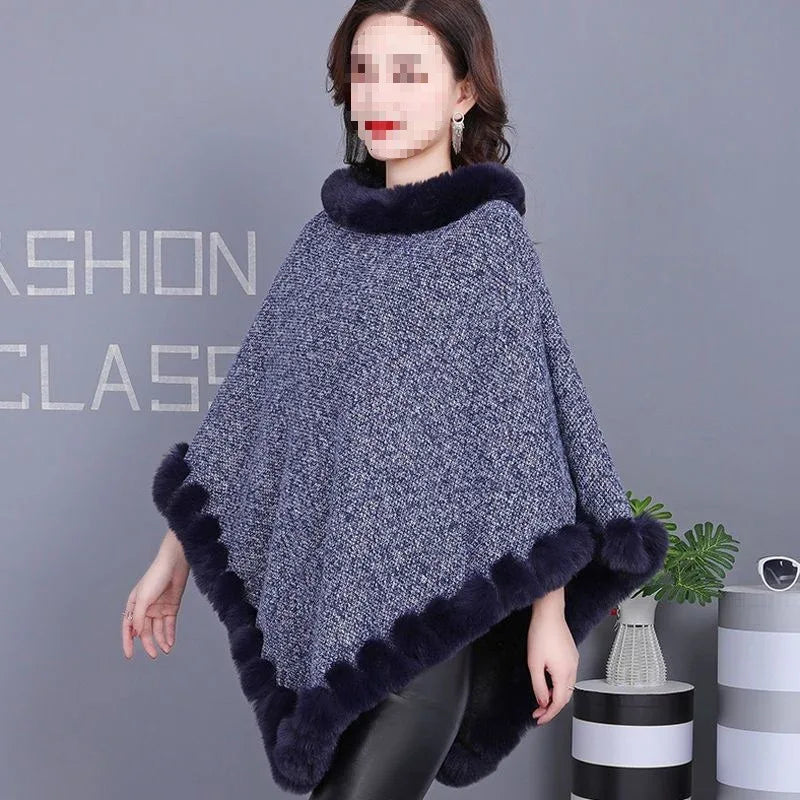 Leopard-Print Thickened Velvet Oversized Cloak - Cozy, Stylish Merino Wool Pullover Shawl - Allen-Fitness