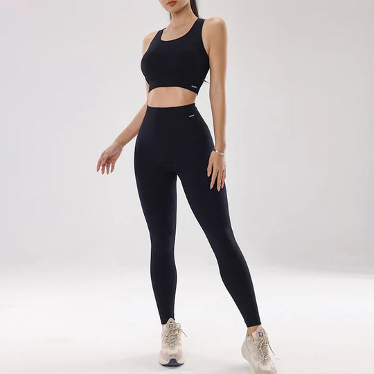 Peach Hip Fitness Pants Set Yoga Running Quick Dried Bra Slimming Leggings Bottom 9/4 Pants