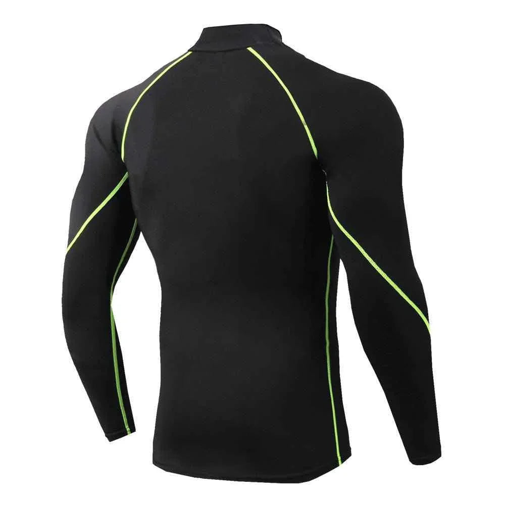 Men's High Collar Fitness Long Sleeve Pro Sports Autumn and Winter Running Shirt - Allen-Fitness