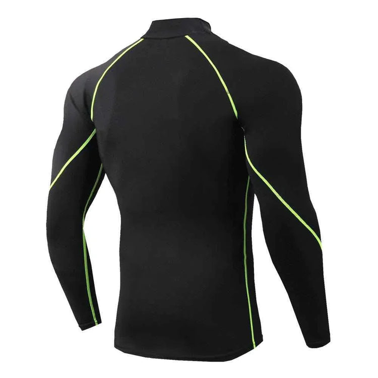 Men's High Collar Fitness Long Sleeve Pro Sports Autumn and Winter Running Shirt - Allen-Fitness