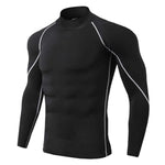 Men's High Collar Fitness Long Sleeve Pro Sports Autumn and Winter Running Shirt - Allen-Fitness