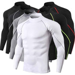 Men's High Collar Fitness Long Sleeve Pro Sports Autumn and Winter Running Shirt - Allen-Fitness