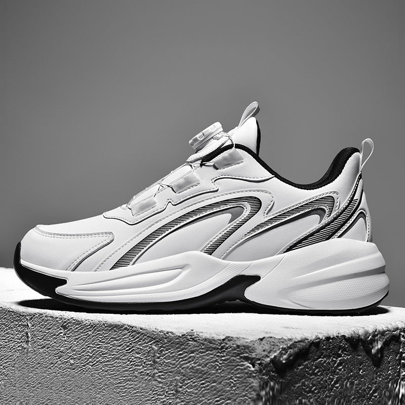 Flat heel of Waterproof Leather Sneaker Men's highlighting the spacious fit for various sizes.