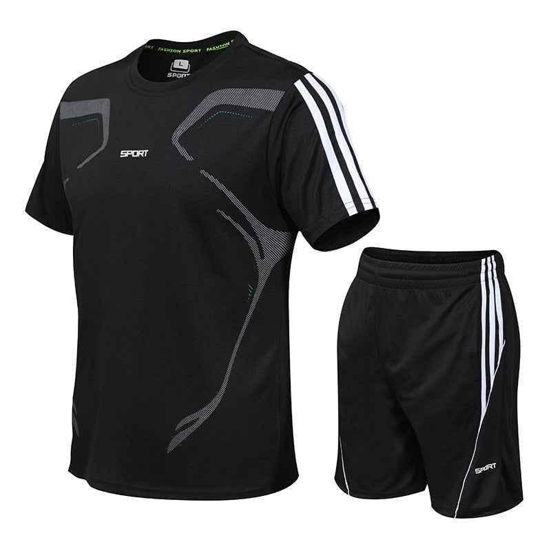 Men's Breathable Activewear Set - Moisture-Wicking T-Shirt & Quick-Dry Shorts - Allen-Fitness