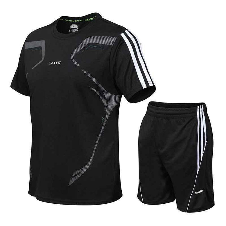 Set Men's Sports Set Fitness Short Sleeve T-Shirt Shorts Light Strong Dry breathable casual short T sportswear