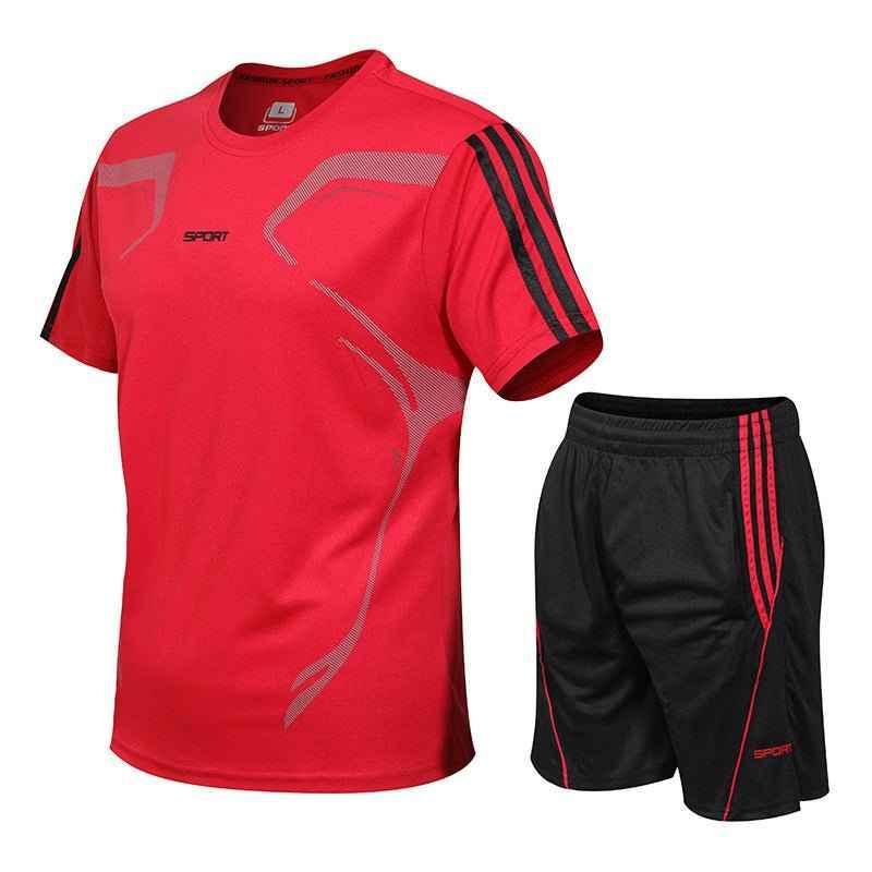 Men's Breathable Activewear Set - Moisture-Wicking T-Shirt & Quick-Dry Shorts - Allen-Fitness