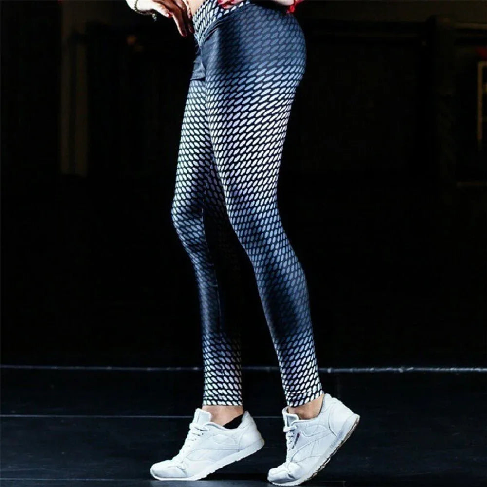 3D printed professional yoga pants for women with elastic training bottoms, high waisted fitness pants, slimming and lifting buttocks - Allen-Fitness