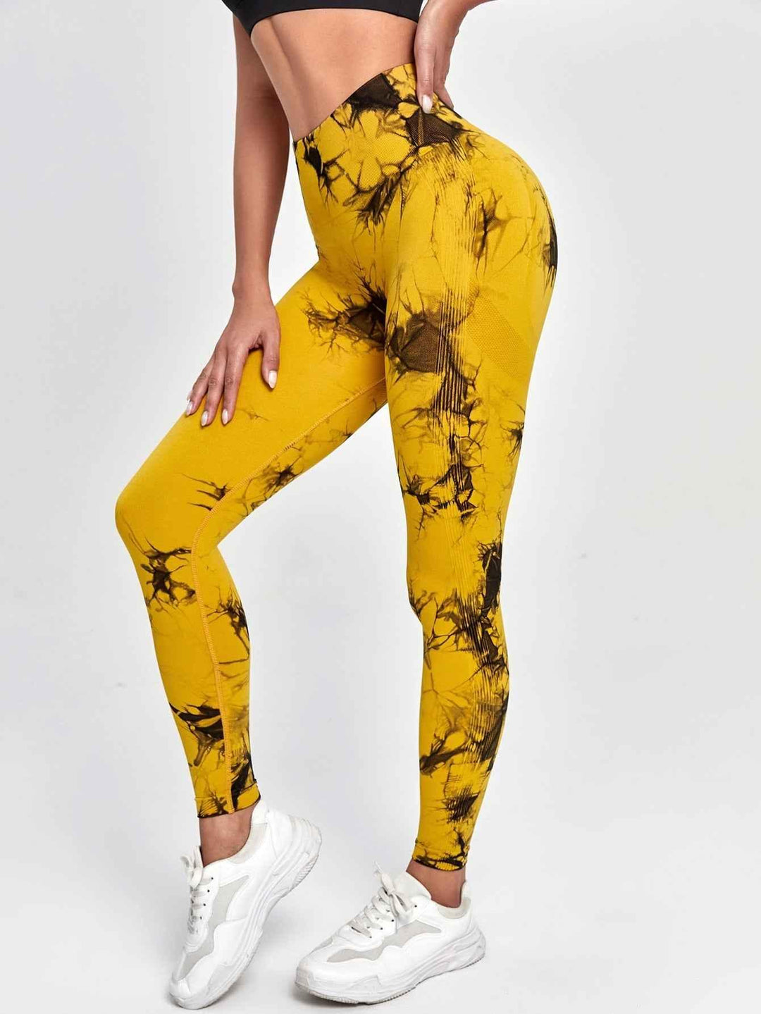 Tie Dye Yoga Pants with Trendy Design &amp; High-Rise Waistband - Allen-Fitness