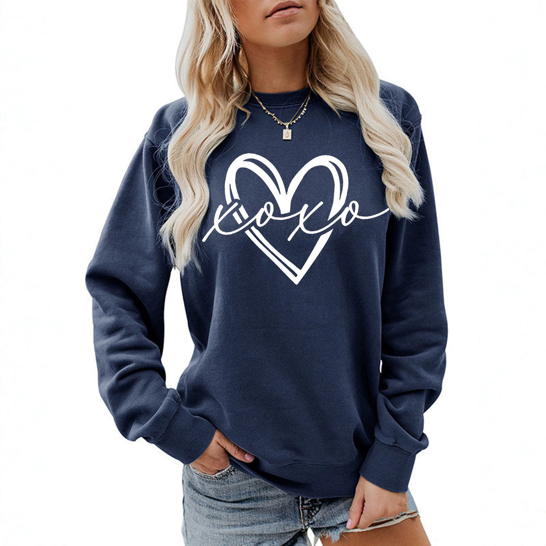 Printed round neck fleece hoodie
