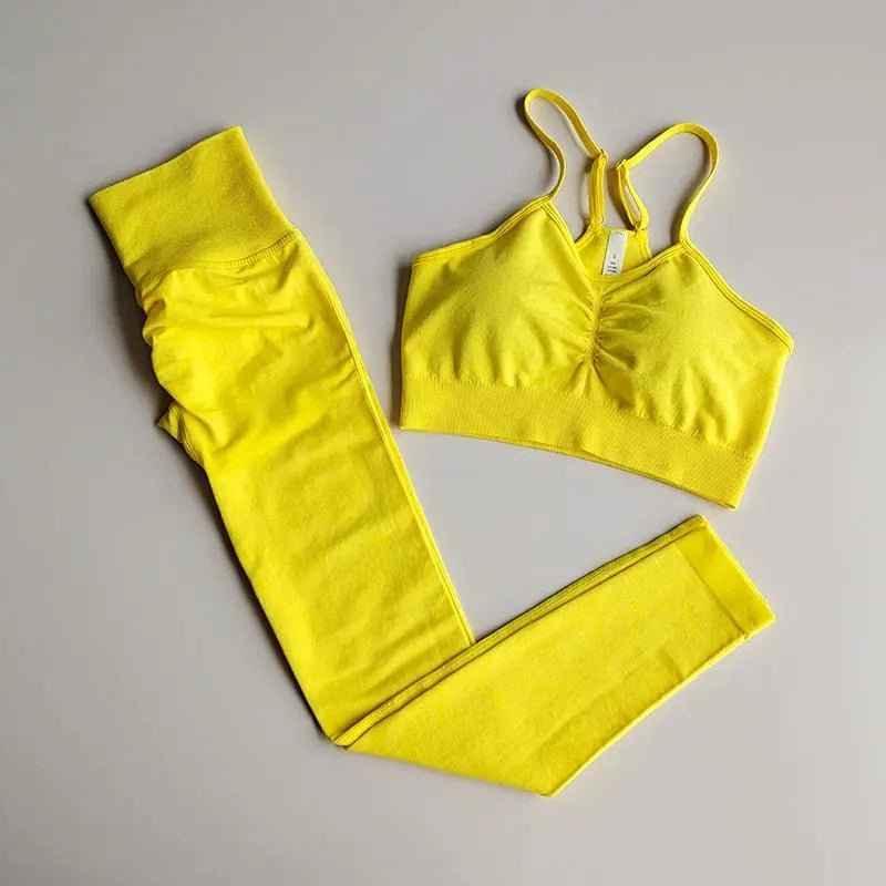 2 Piece gym Workout Clothes For Women Seamless Leggings Sports Bra Woman Running Sports Wear Gym Clothing Athletic Yoga Set - Allen-Fitness