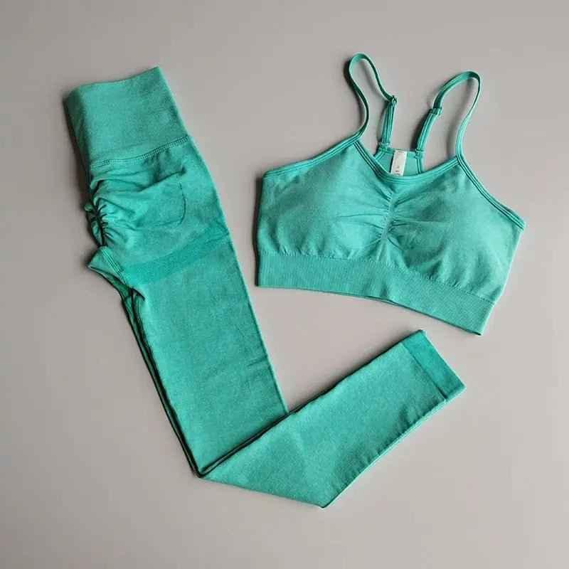 2 Piece gym Workout Clothes For Women Seamless Leggings Sports Bra Woman Running Sports Wear Gym Clothing Athletic Yoga Set - Allen-Fitness