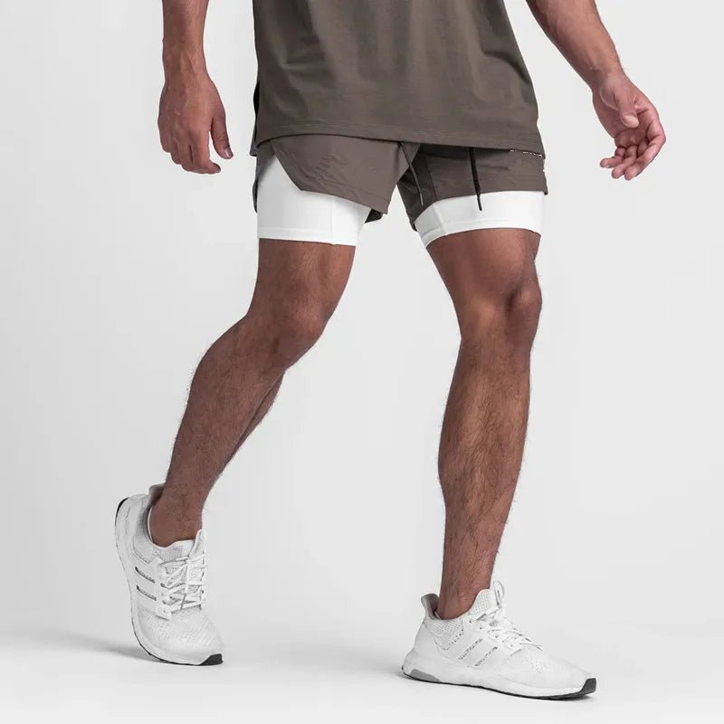 2 in 1 Athletic Jogging Compressed Active Shorts For Men's Fitness - Allen - Fitness