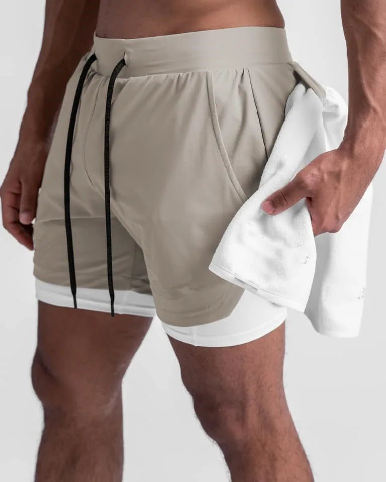 2 in 1 Athletic Jogging Compressed Active Shorts For Men's Fitness - Allen - Fitness