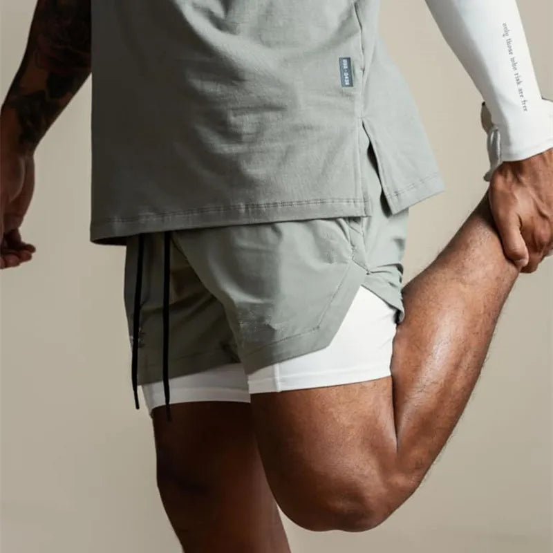 2 in 1 Athletic Jogging Compressed Active Shorts For Men's Fitness - Allen - Fitness