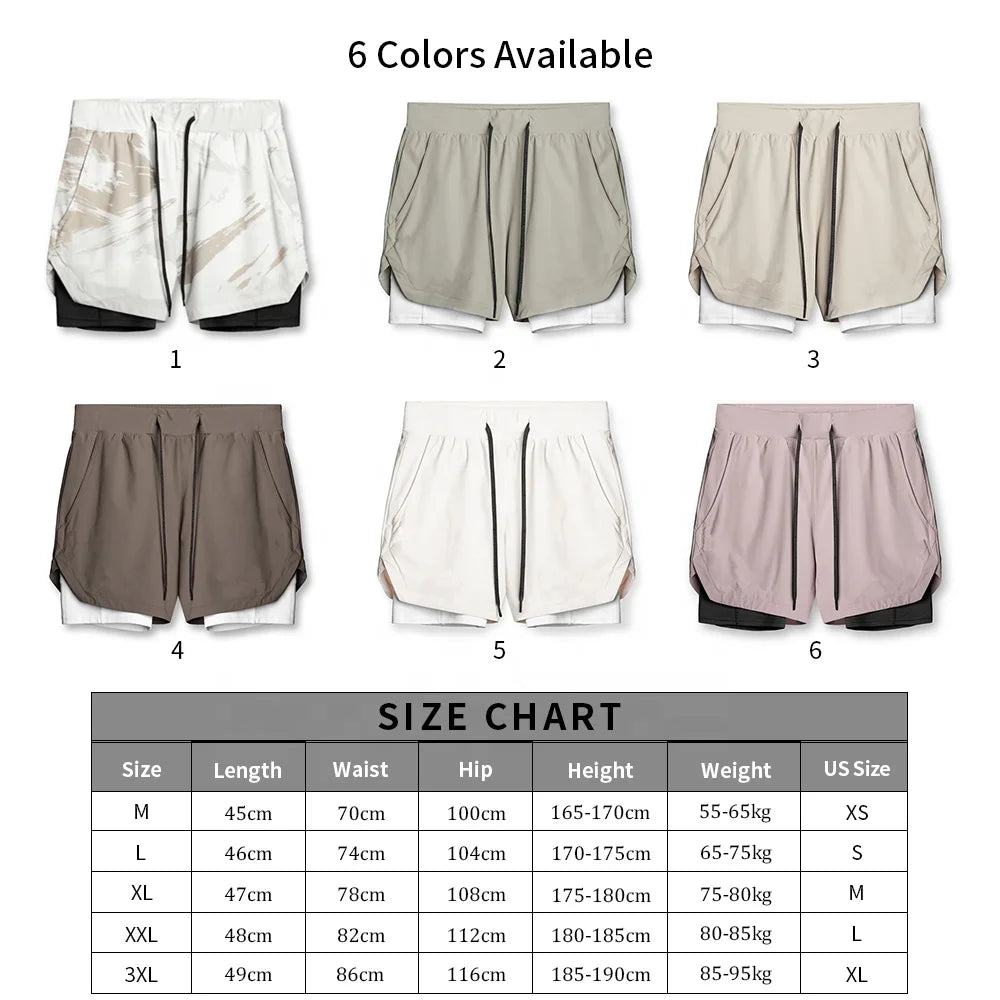 2 in 1 Athletic Jogging Compressed Active Shorts For Men's Fitness - Allen - Fitness