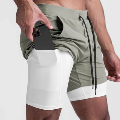 2 in 1 Athletic Jogging Compressed Active Shorts For Men's Fitness - Allen - Fitness