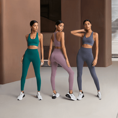 2 piece set 12 colours push up yoga bra high quality high waist leggings set - Allen - Fitness