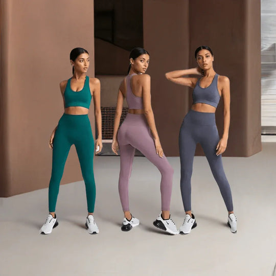 Gym Clothes Set for Women - 2-Piece Push-Up Yoga Bra &amp; High Waist Leggings in 12 Colors - Allen-Fitness