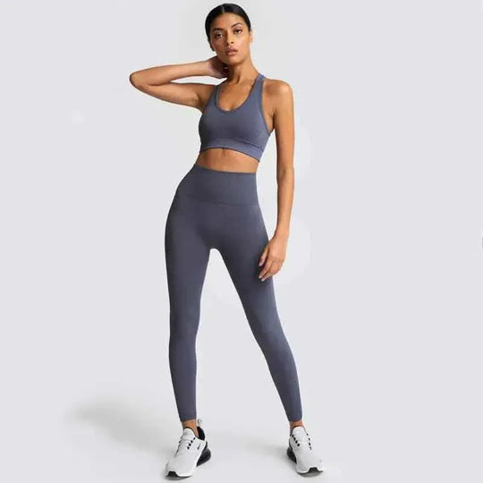 Gym Clothes Set for Women - 2-Piece Push-Up Yoga Bra &amp; High Waist Leggings in 12 Colors - Allen-Fitness