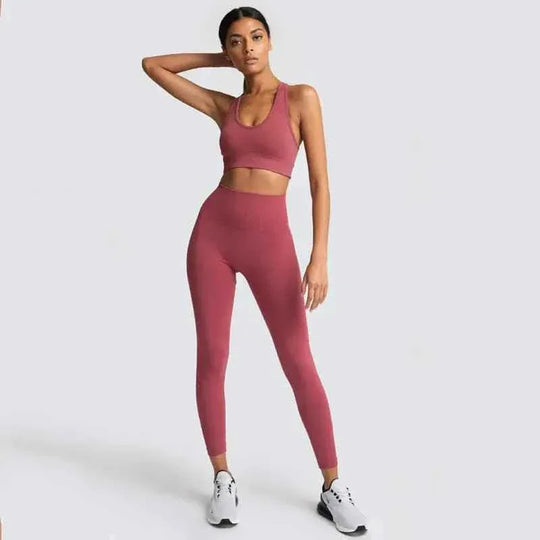 Gym Clothes Set for Women - 2-Piece Push-Up Yoga Bra &amp; High Waist Leggings in 12 Colors - Allen-Fitness