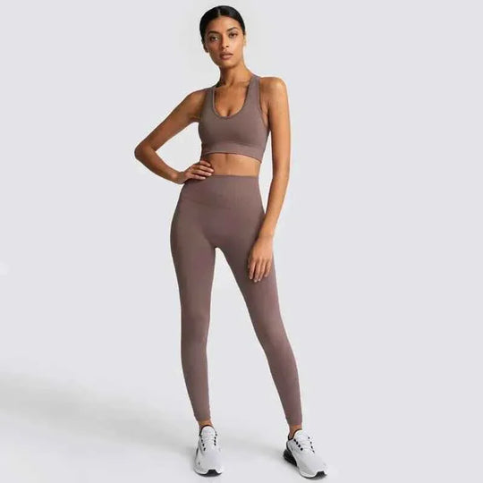Gym Clothes Set for Women - 2-Piece Push-Up Yoga Bra &amp; High Waist Leggings in 12 Colors - Allen-Fitness