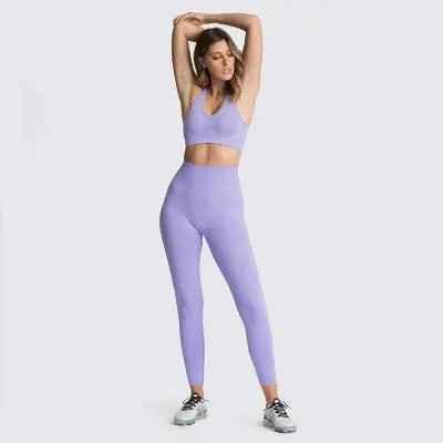Gym Clothes Set for Women - 2-Piece Push-Up Yoga Bra &amp; High Waist Leggings in 12 Colors - Allen-Fitness