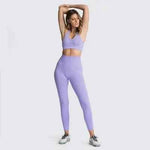 Gym Clothes Set for Women - 2-Piece Push-Up Yoga Bra & High Waist Leggings in 12 Colors - Allen-Fitness