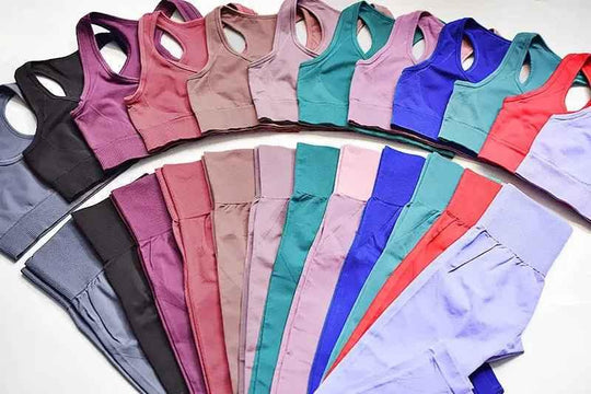 Gym Clothes Set for Women - 2-Piece Push-Up Yoga Bra &amp; High Waist Leggings in 12 Colors - Allen-Fitness
