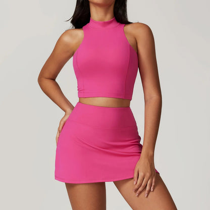 2 Piece Suit C Crop Tops Wide Leg Pants Yoga Set for Women - Allen - Fitness