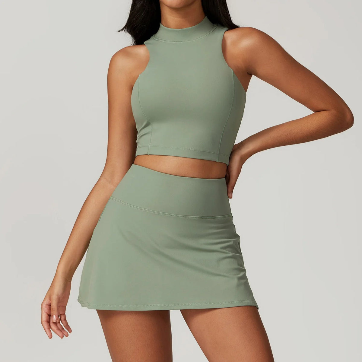 2 Piece Suit C Crop Tops Wide Leg Pants Yoga Set for Women - Allen - Fitness
