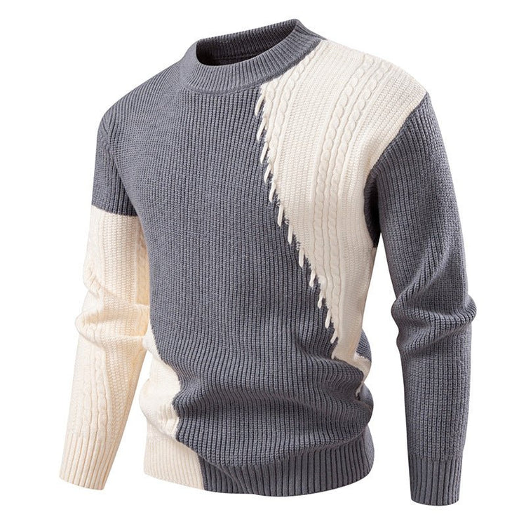 2025 Autumn/Winter New Men's Clothing Foreign Trade Temu Fashion Patchwork Knitwear Warm Sweater Top Men's Knitwear - Premium Fitness & Activewear