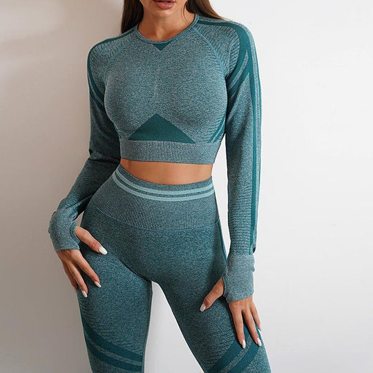 Seamless Yoga Pants Peach Hip Autumn And Winter Sports Bodybuilding Pants Top Suit - Allen-Fitness