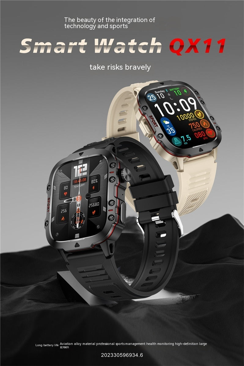 Lifestyle image of a person wearing the New QX11 Smart Bluetooth Watch, demonstrating its compatibility and style.