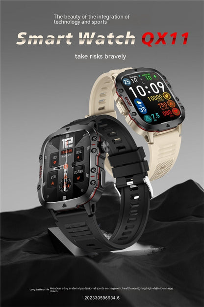 Lifestyle image of a person wearing the New QX11 Smart Bluetooth Watch, demonstrating its compatibility and style.